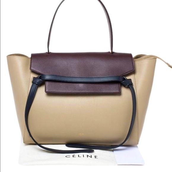 Celine Handbags - Celine Authentic Belt Bag - Taupe / Burgundy